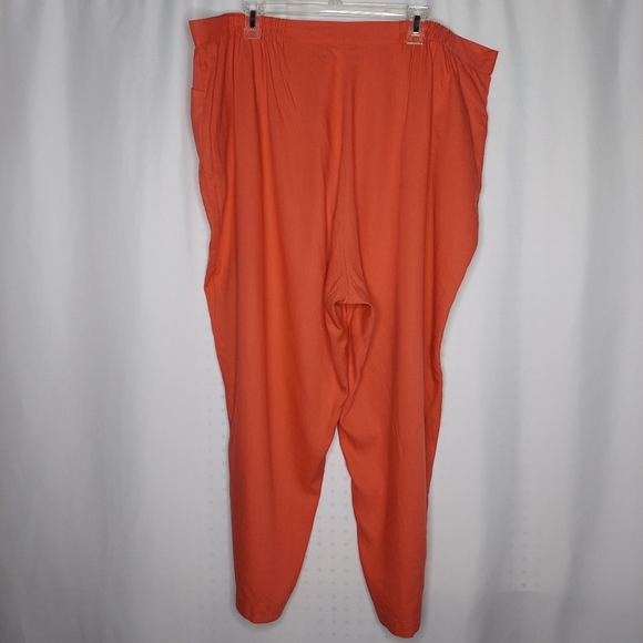 Ulla Polken Linen Blend Pants 24/26 Salmon Pink Relaxed Fit Straight Leg Pocket - Picture 2 of 10